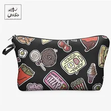 Кто заботится о модном принте еды черные косметички Несессер для косметики мешки для путешествий дамские сумки женские косметички