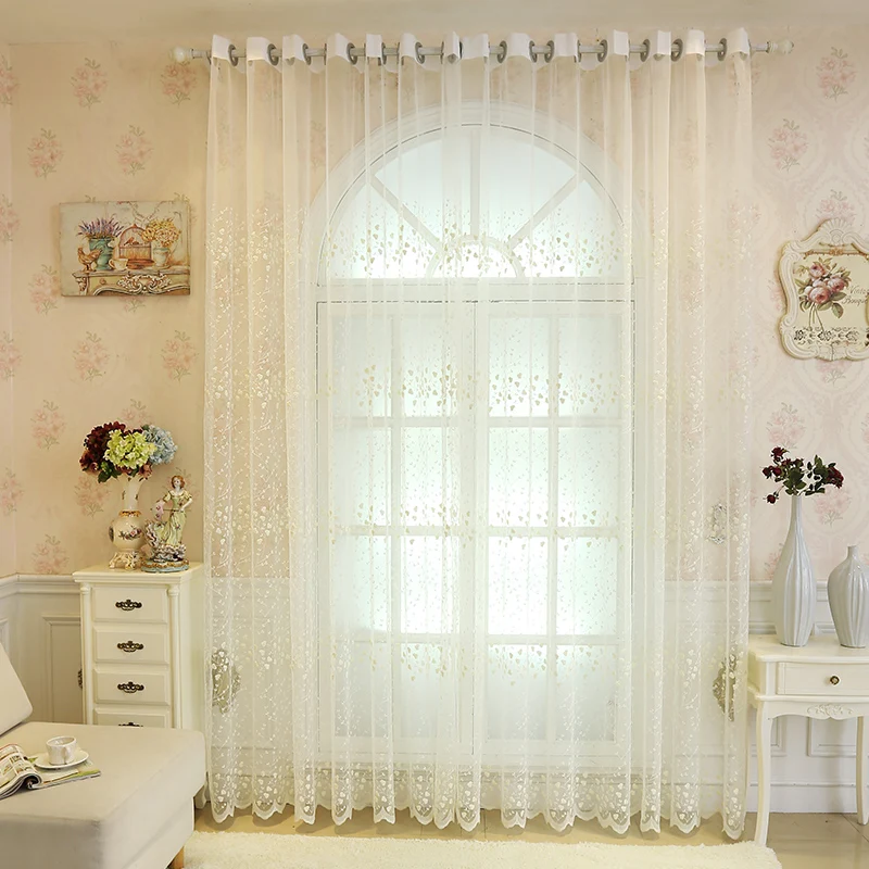 

Embroidery Flowers Lace Curtains For Living Room Bedroom Sheer Kitchen Curtain Window Treatment Screen Pink Beige Tulle