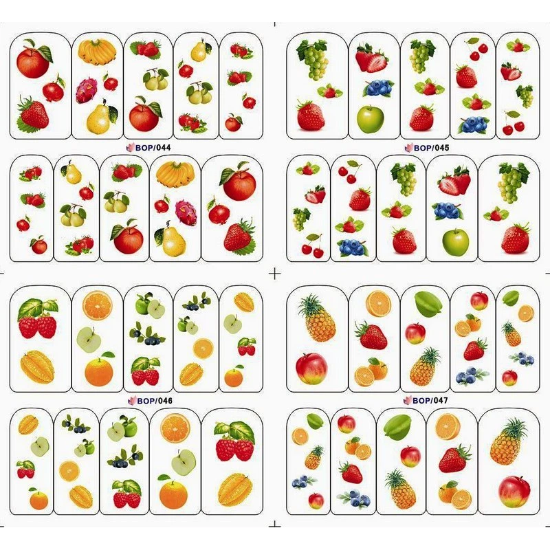 

4 PACKS / LOT FRUIT BANANA STRAWBERRY PINEAPPLE NAIL TATTOOS STICKER WATER DECAL NAIL ART BOP044-047
