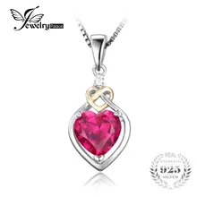 Jewelrypalace 2.5ct creado rojo rubí aniversario del nudo de amor del corazón colgante de plata de ley 925 18 k oro amarillo sin cadena