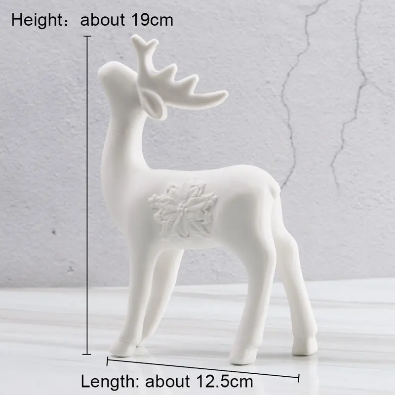 Дом мечты DH белая керамическая фигурка оленя фарфор художественных промыслов рождественские олени украшения Xmas miniaturas подарок на год - Цвет: Snowflake-M