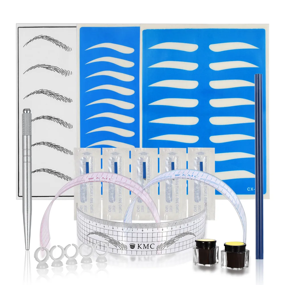 1 Комплект бровей модная ручка для микроблейдинга Комплект бровей Тату машина Перманентный макияж иглы с Руллер глаз бровей практика кожи