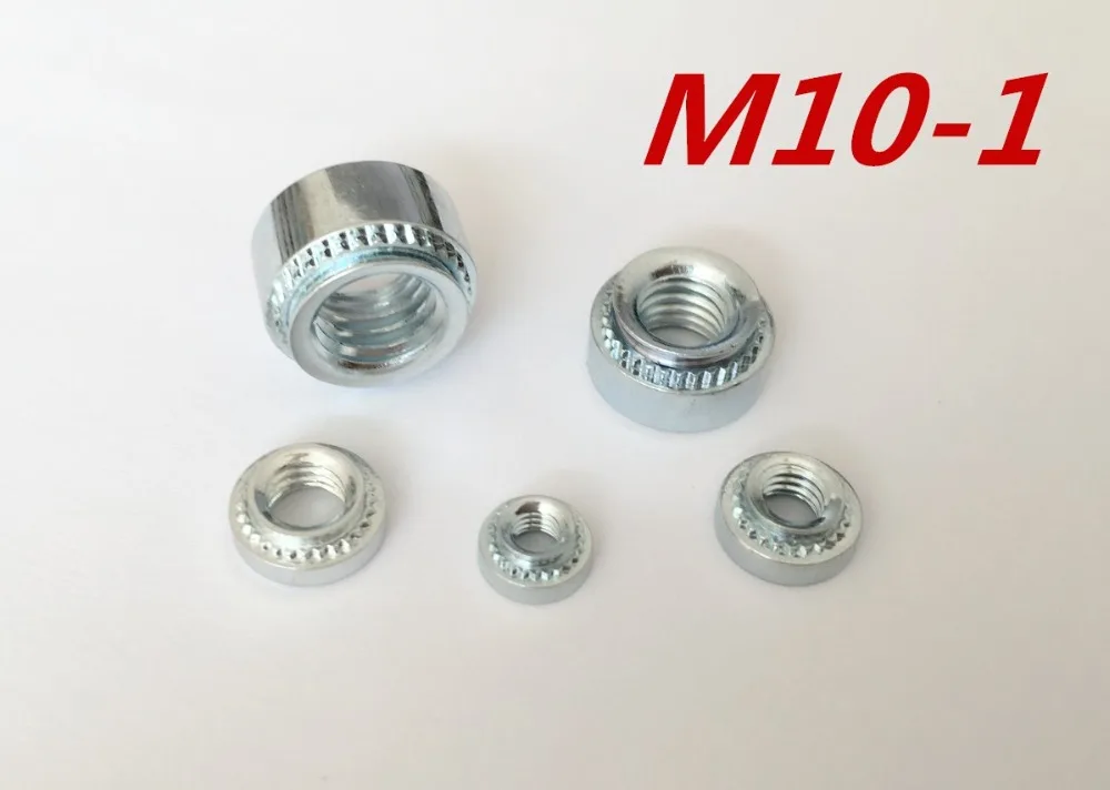 

50 шт./лот, высокое качество, M10-1 M10, пресс-гайка, заклепочная гайка, сталь, оцинкованная заклепка, гайки, вставка, самозакрепляющиеся гайки