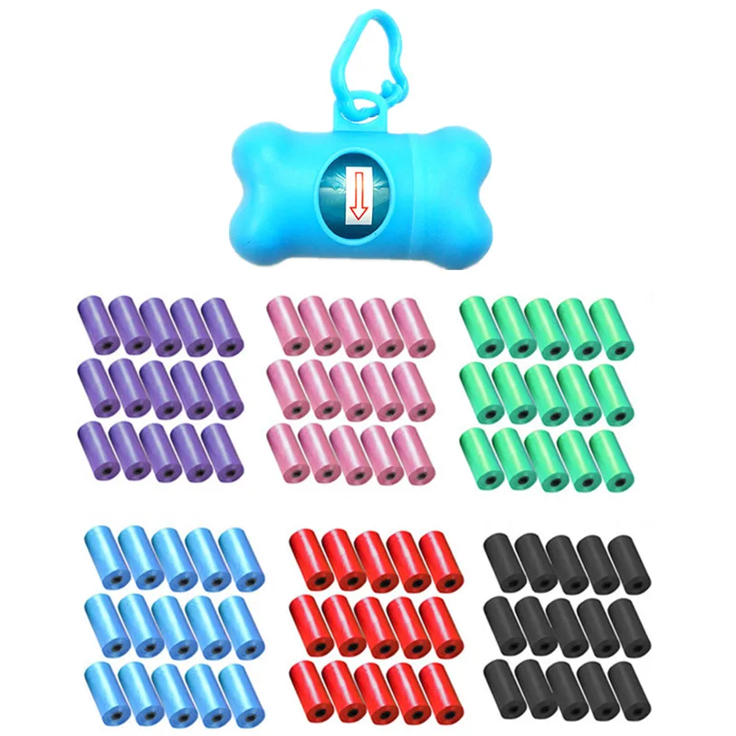 bone shape pet dog poop bag dispenser waste garbage bags carrier holder dispenser + poop bags set pet dog waste poop bag 40dc14 (26)_