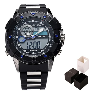 Relojs Stryve бренд Лидер продаж мужские наручные часы 3ATM водонепроницаемые мужские крутые спортивные часы модные цифровые часы - Цвет: blue with box