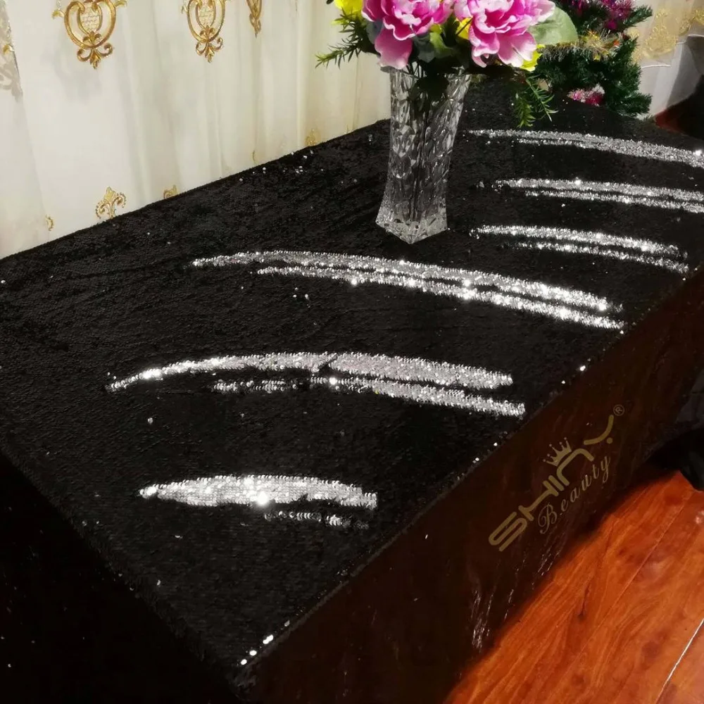 

2FTX3FT 5MMSequin Backdrop Curtain 2pcs, Black to Silver Mermaid Fish Scale Sequin Fabric Wedding Decoration-60X90CM-x9422