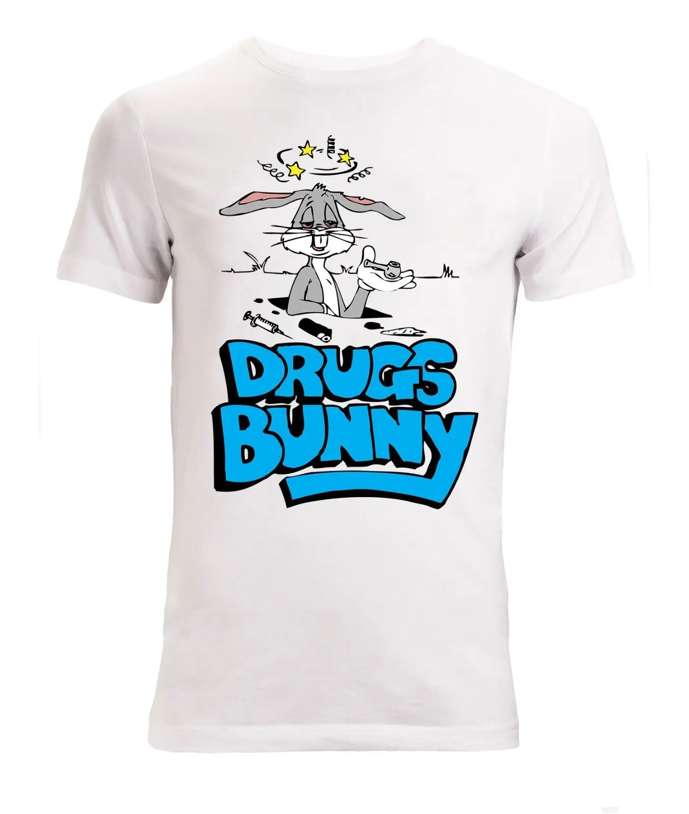 Drugs Bunny Funny Bugs Artwork men's (woman's available) t shirt white