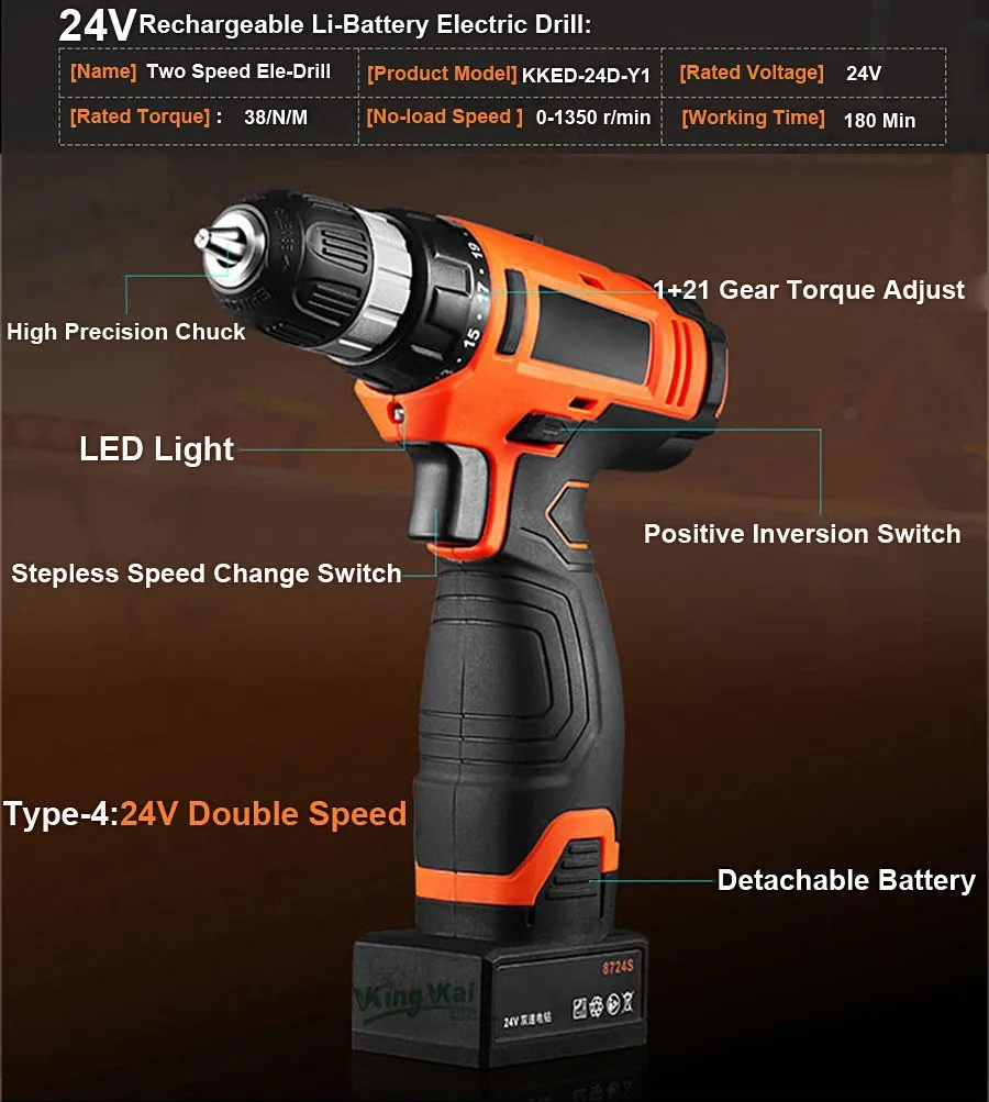 Cordless Lithium Battery Electric Drill-10