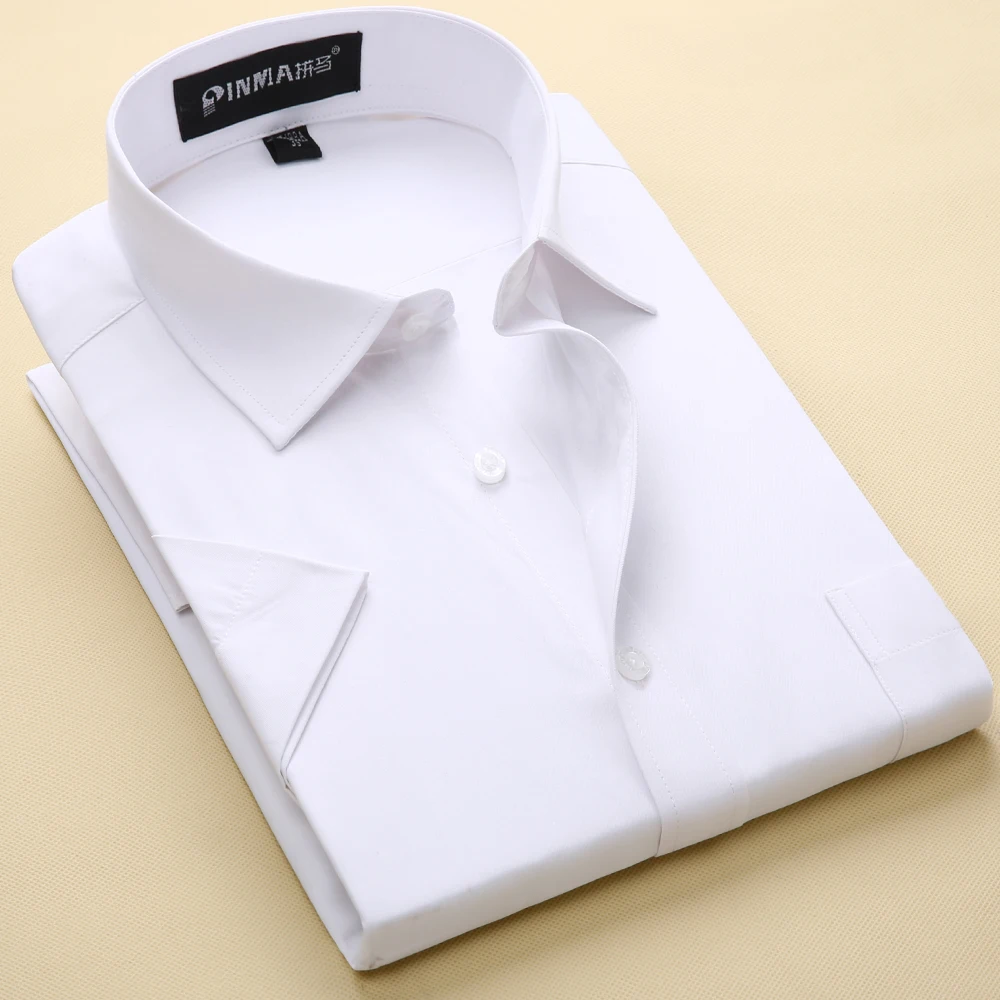 Формальная деловая, общественная Саржевые рубашки Горячая Распродажа Мужская Однотонная рубашка с коротким рукавом мужская одежда нежелезная рубашка плюс размер S-8XL