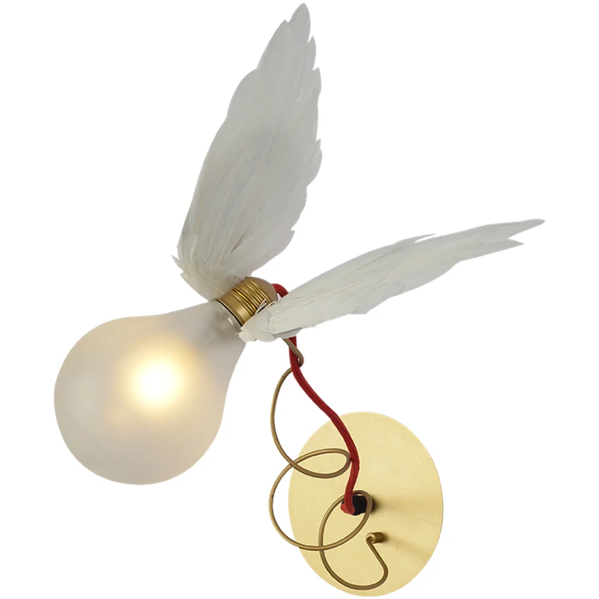 

Nordic Angel Feather Wall Lamps LED Copper Wire Winding Adjustable Wall Lights Restaurant Living Room Decor Lighting Luminaire