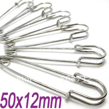 

Free shipping!!!Silver Tonze apparel safety brooch pin metal findings 50x12mm