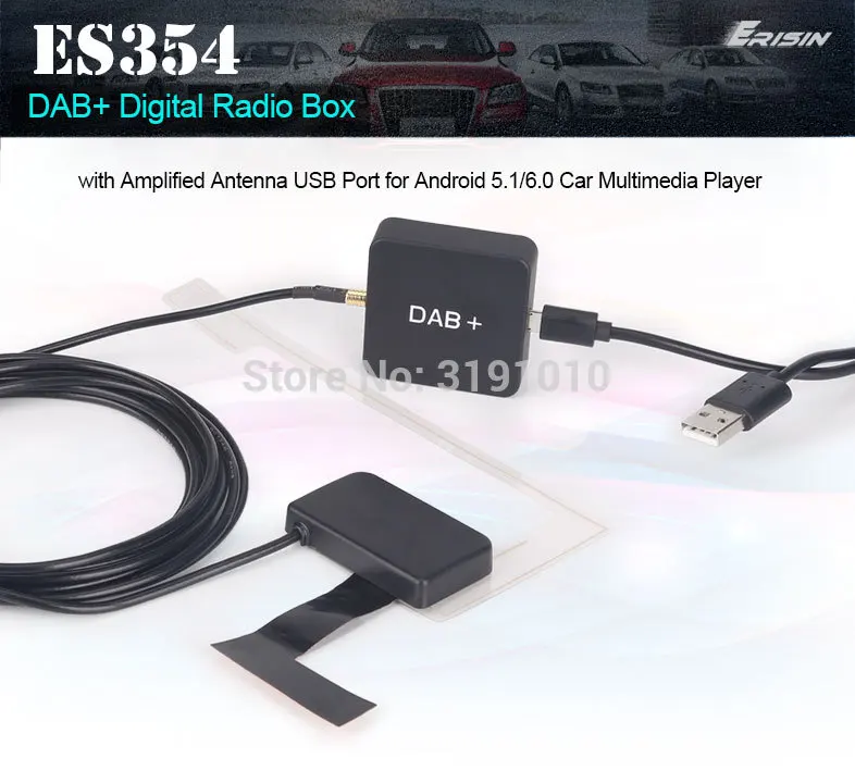 

Erisin ES354 DAB+ Digital Radio Box with Amplified Antenna for Android 5.1/6.0/7.1/8.0 Car Stereo