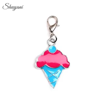 

Newest 20pcs/lot Mix 6Colors Cute Ice Cream Pendant Charms Enamel Dangle Charm for Floating Locket Pendant