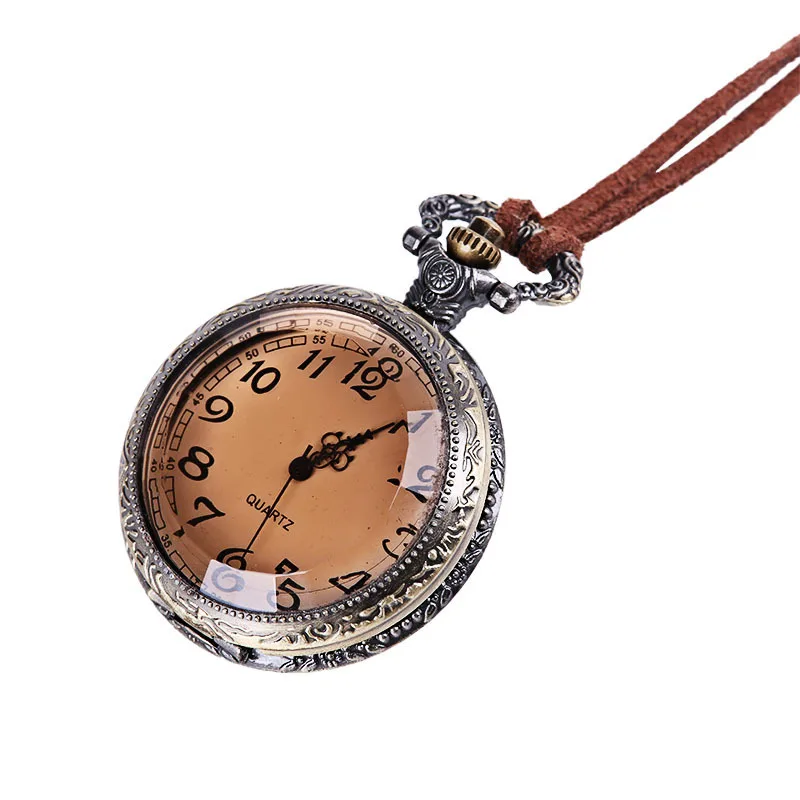 Бронза старинные карманные часы цепи Цепочки и ожерелья Кулон, кварцевые часы
