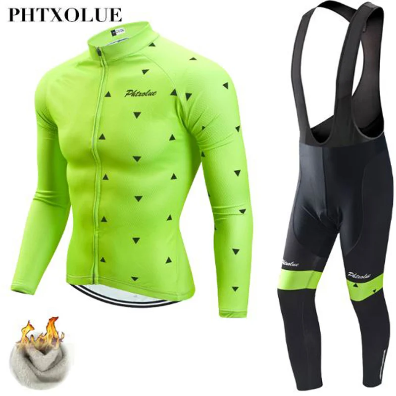 

Phtxolue Winter Fleece Pro Cycling Jersey Set Mountian Bicycle Clothes Wear Ropa Ciclismo Racing Bike Clothing Cycling Set