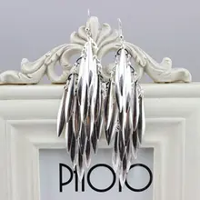 European Fashion Accessory Metal Women Silver Big Long Tassel Earrings In Jewelry