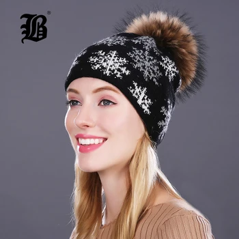 

[FLB] Winter Beanies High Quality Lady Beanies Women Hats For Autumn New Snowflake Warm Knitted Caps Wool Hat FLBMX17004