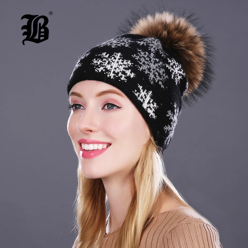 [FLB] Winter Beanies High Quality Lady Beanies Women Hats For Autumn New Snowflake Warm Lining