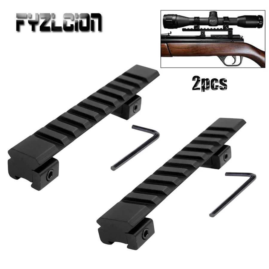 

2PCS 11mm to 20mm Picatinny Rail Adapter Carril Weaver Rail with 10 Slots and 124mm Length for Hunting Rifle Air Gun Scope Mount