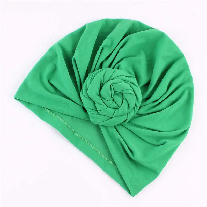 Indian Headscarf Hat Cotton Crinkle Hijab Caps Mom and Baby Solid Donut Head Wrap Hats Inner Turban Bonnet Parent-Child - Цвет: Adult Green