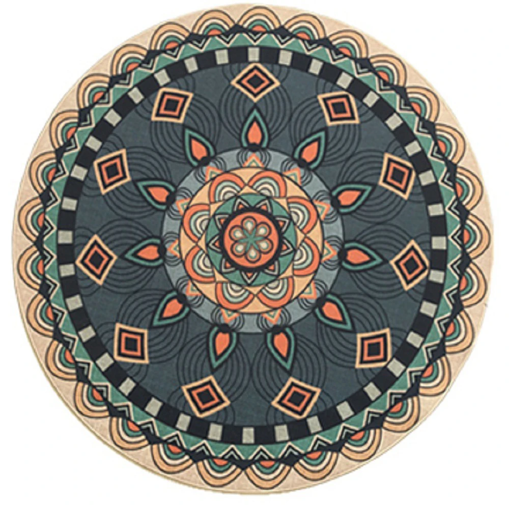 Натуральный резиновый геометрический этнический стиль круглый ковер для гостиной, богемский винтажный цветочный нескользящий ковер для спальни Подушка для стула