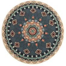 Натуральный резиновый геометрический этнический стиль круглый ковер для гостиной, богемский винтажный цветочный нескользящий ковер для спальни Подушка для стула