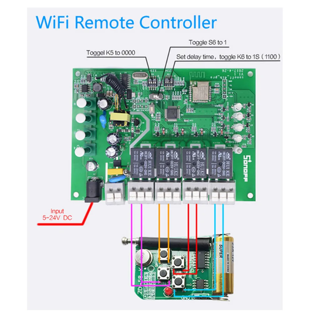 2 шт SONOFF 4CH Pro R2 беспроводной многоканальный wifi переключатель для умного дома модуль автоматизации управления Лер 433 МГц пульт дистанционного управления