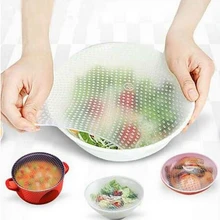 4pcs/set Washable silicone Food grade bag Wraps Seal Cover reusable Vacuum Lid Stretch and fresh bees wax wrap Kitchen Tools