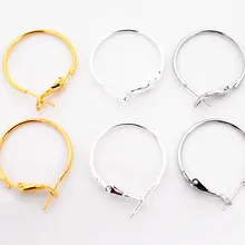 10 шт. 25/30/35 мм золото/серебро/родий позолоченный круглый большой круг обруч серьги DIY серьги для изготовления ювелирных изделий Аксессуары для Для женщин