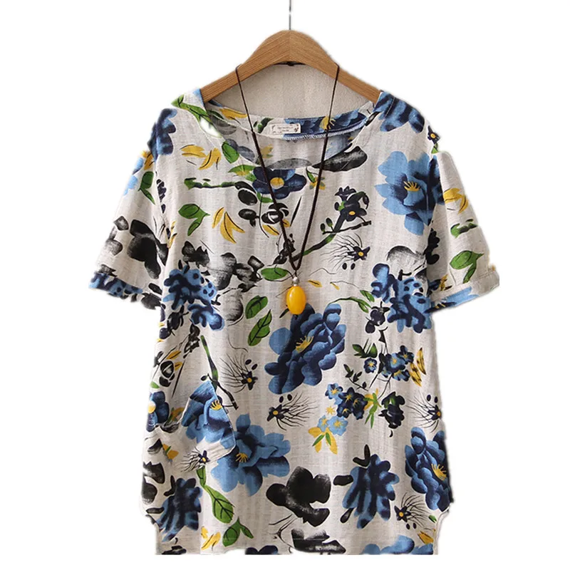 Повседневный женский топ из хлопка и льна свободные футболки женская летняя