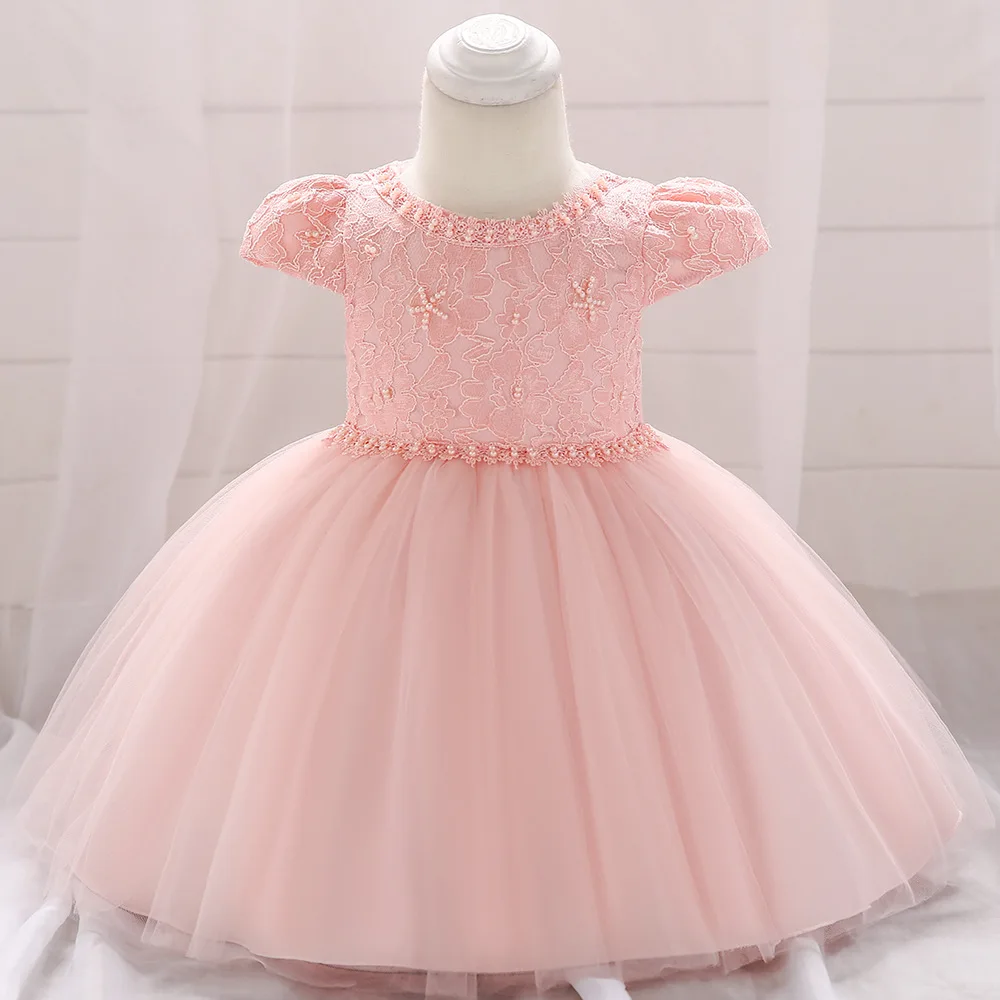 Платья для маленьких девочек 2 лет; платье-пачка принцессы для крещения; платье для маленьких девочек на день рождения; костюм для первого дня рождения - Цвет: Pink