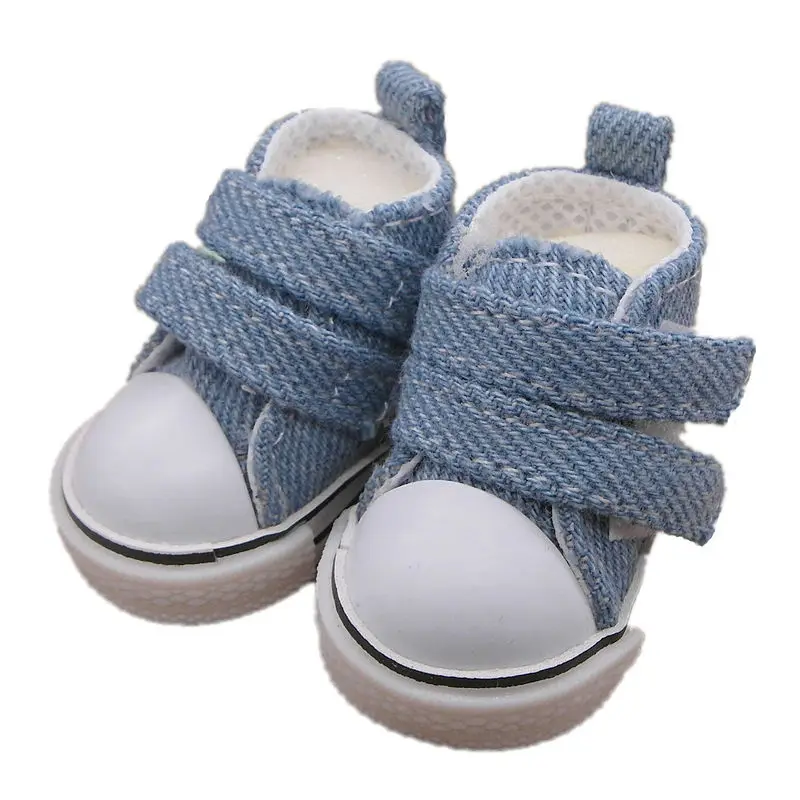 Online Tilda 5cm zapatos de lona para muñecas de tela textil muñeca de trapo 1 6 BJD zapatillas de mezclilla zapatos para accesorios de juguete RagDoll 5 par lote