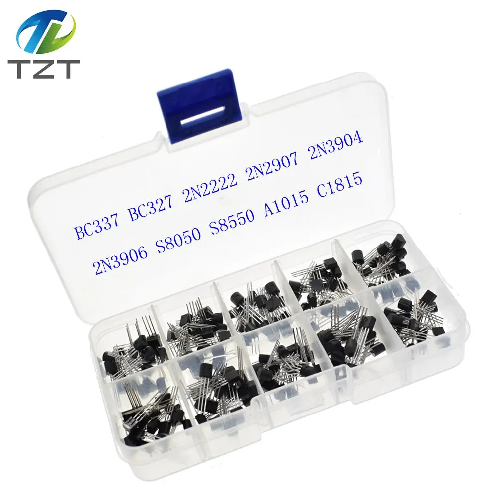 

BC337 BC327 2N2222 2N2907 2N3904 2N3906 S8050 S8550 A1015 C1815 Transistor Assortment Kit 10value 200PCS,Transistors Box Pack