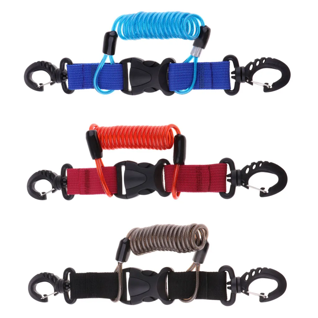 Stainless Steel Scuba Diving Lanyard  Spring Coiled Lanyard with Quick Release Buckle for Underwater Cameras Lights Torch 