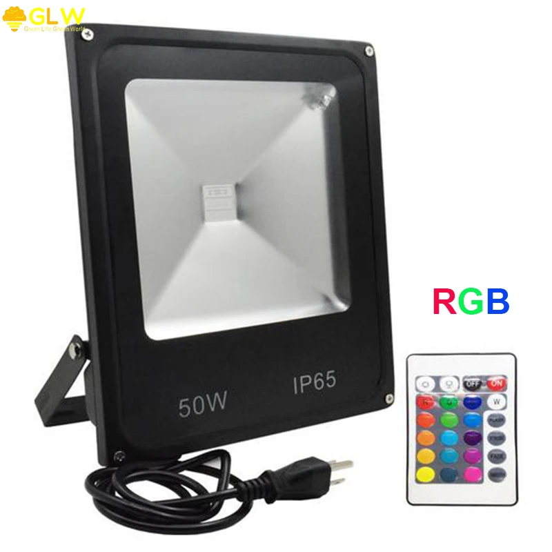 

GLW Led Flood Light 50W RGB Projecteur Led Exterieur Focos Led 220V/110V Led Outdoor Exterior Lighting With Plug Waterproof