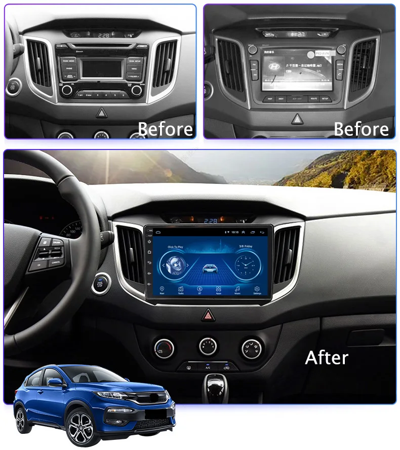 

10.1" Super Slim Touch Screen Android 8.1 radio GPS Navigation for Hyundai Creta IX25 2014-2018 Stereo System with Bluetooth