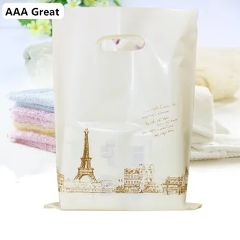 

AAA Great Supermarket Shopping Bag Plastic Bags With Handle Snack Boutique Clothing Milk Tea Packing Bags 50Pcs/Lot Gifts Party