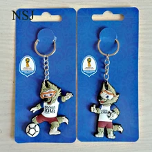 

PVC Titanic Football Cup Pendant Keychain 2018 Russia World Cup Mascot Zabi Vaca Wolf Keychain Keyring Wholesale NSJ-006