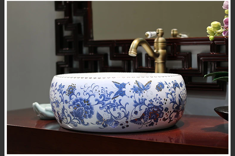 China Handmade Lavabo Ceramic Washbasin Europe Luxurious Artistic Bathroom Sink porcelain hand wash basin (1)
