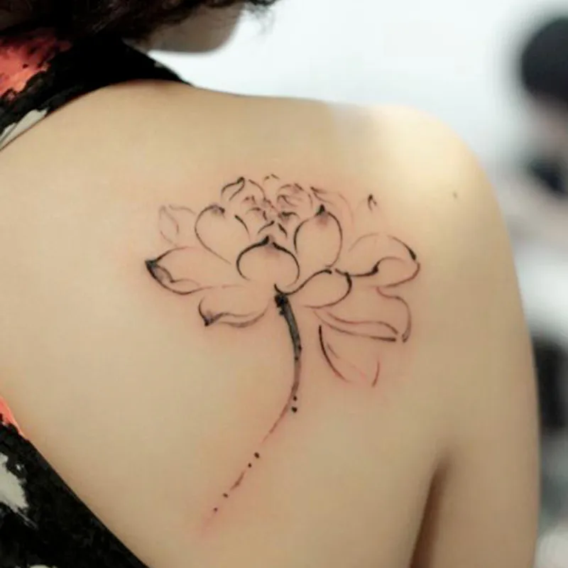 10 Feuilles Yeeech Fleur Lotus Temporaire Tatouages