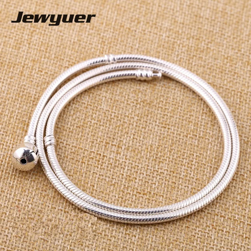 

Silver Bracelets snake chain for women 925 sterling silver jewelry Fit Charms Beads Diy bangles and necklace Memnon YL108