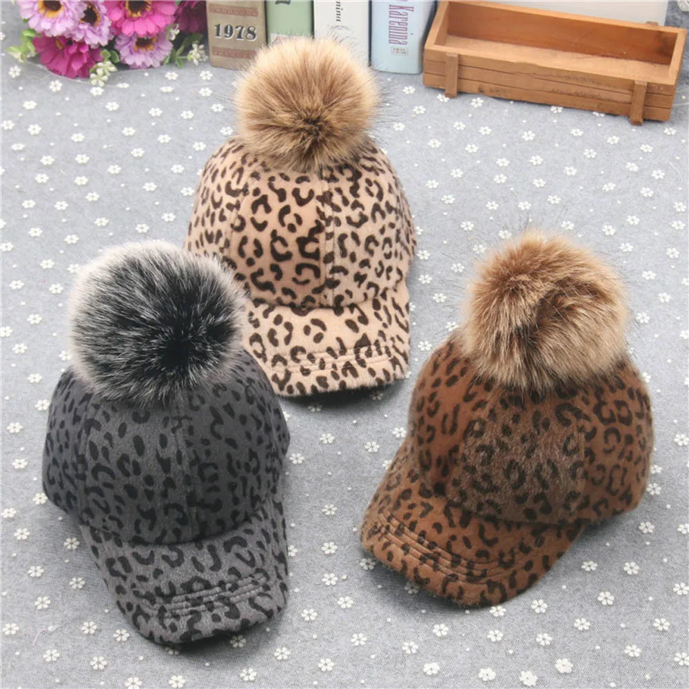 

New Fashion Cute Baby Boys Girls Winter Warm Leopard Cotton Hat Children Print Hats High Quality Drop Shipping