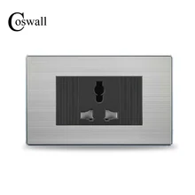 COSWALL Универсальная Розетка с 3 отверстиями Роскошная настенная розетка с защитной дверью для детей панель из нержавеющей стали 118 мм* 72 мм