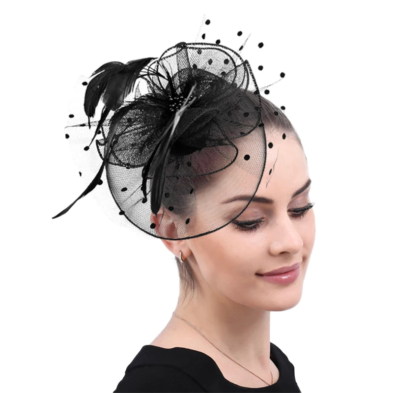 

Women Fascinators Hat Flower Feathers Mesh Hair Clip Formal Cocktail Tea Party Wedding Hair Accessory Headwear