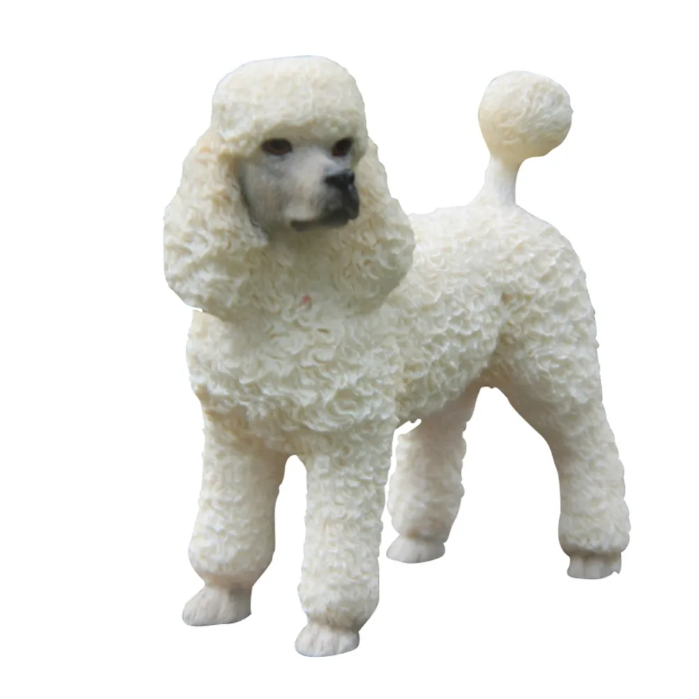 Putih Lucu Mini Pudel Anjing Resin Figurine Kerajinan Seni Untuk