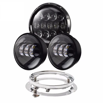 

7" LED Headlight Hi/Lo Beam Lamp 105W +4.5 Inch 30W LED Fog Lamp Light+7'' Bracket Ring for motorcycle