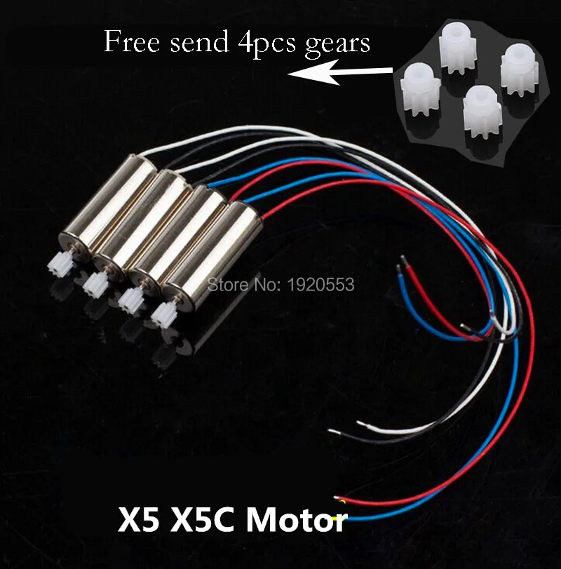 

Syma X5 X5C Motor Motors Engine AB With Free 4pcs Gears Spare Parts For Syma X5 X5C JD385 V272 H107 RC Helicopter