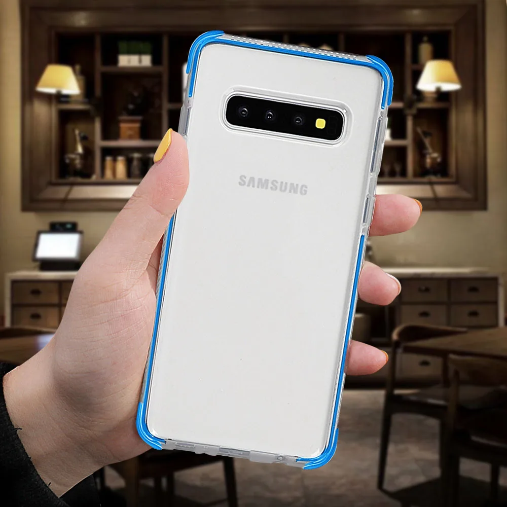 Ударопрочный Прозрачный чехол для телефона LOVECOM для samsung Galaxy S10 Plus S10 S10e Note 10 Pro, мягкая задняя крышка из ТПУ для телефона, подарок, новинка - Цвет: Blue