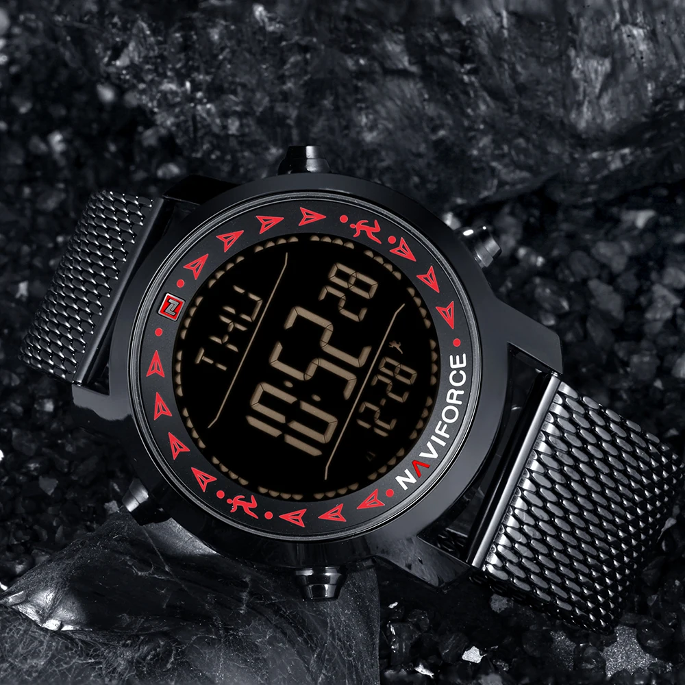 Часы NAVIFORCE мужские модные водонепроницаемые цифровые с шагомером для занятий