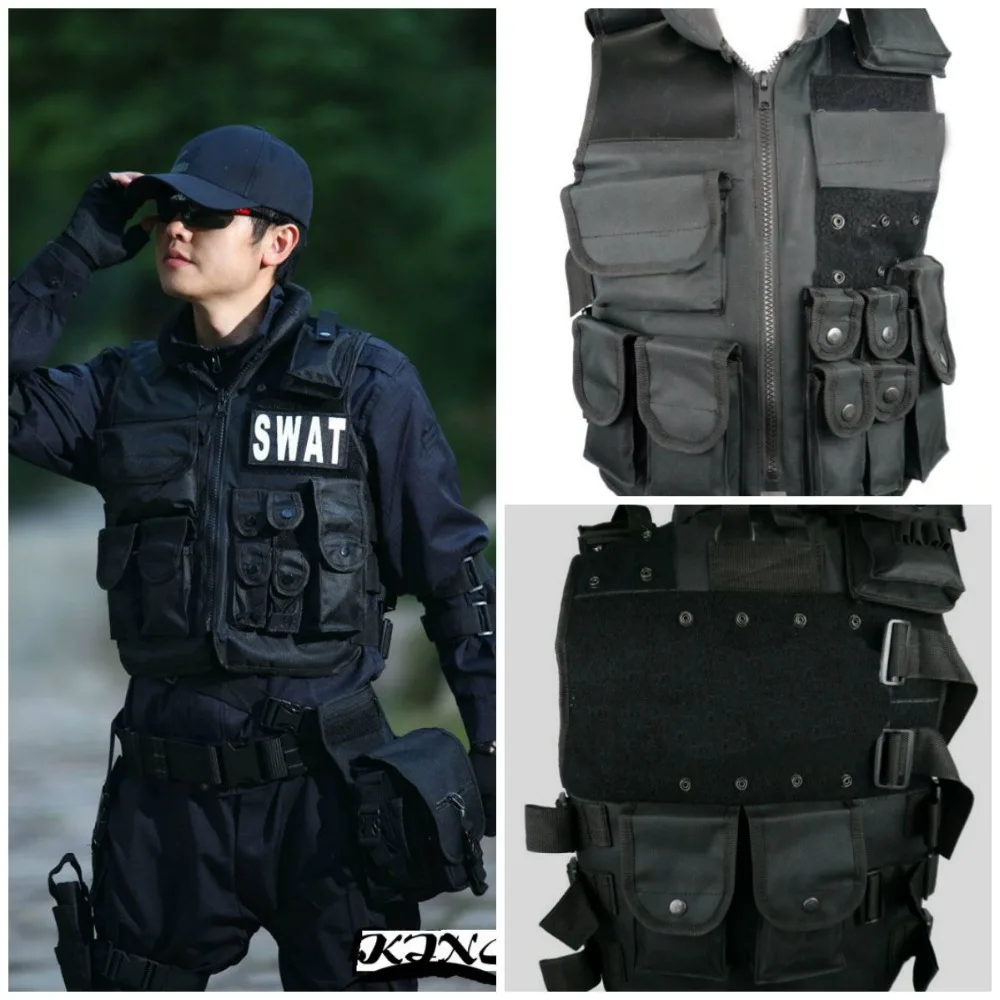 Men Black SWAT Vest Tactical Military Vest CS Equipment Vest for